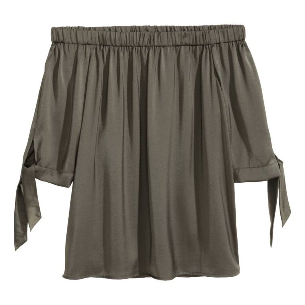 Off-shoulder top in Khaki Green (S)